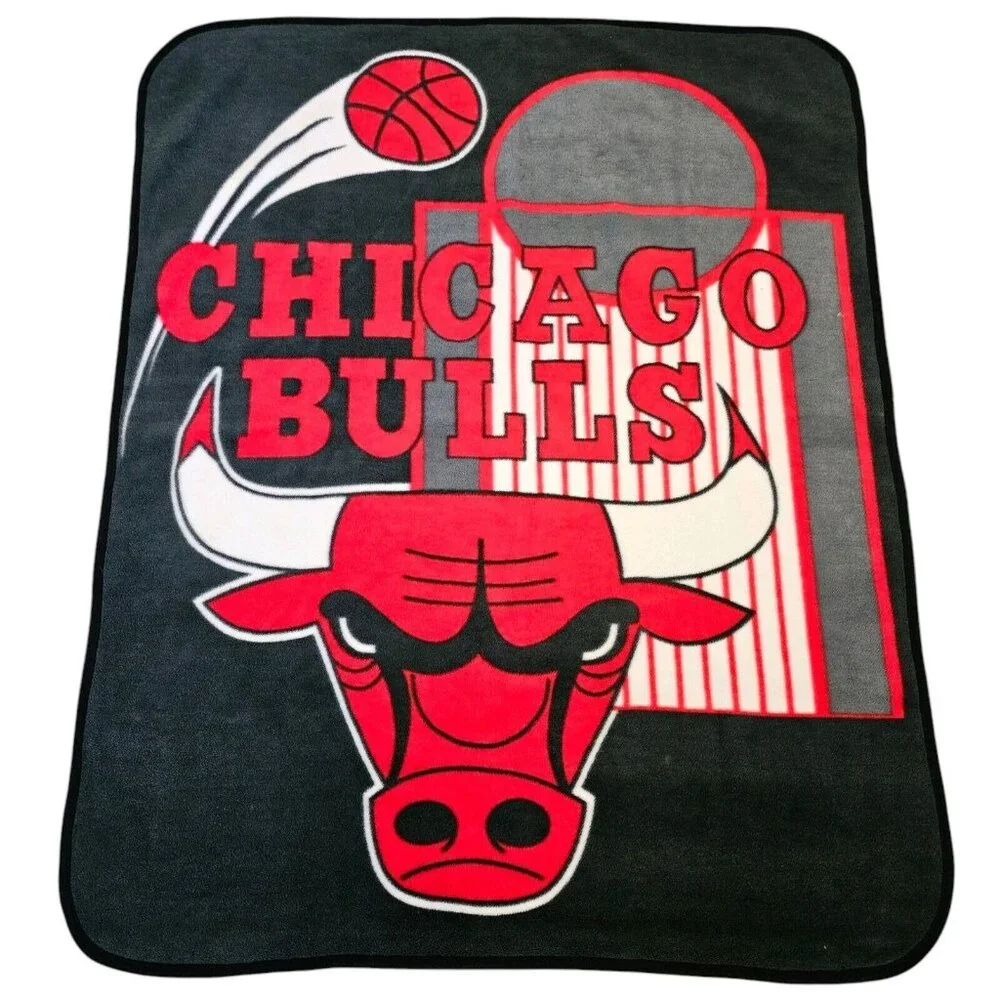 Chicago Bulls Blanket Retro 90s Thick Fleece Made In Spain ‎ 49x59